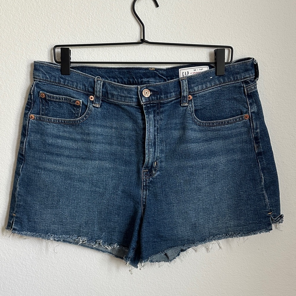 GAP Women's Dark Blue Distressed Denim Cutoff Shorts